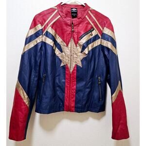 Marvel Avengers SzL Captain Star Jacket Cosplay. Vegan Leather. Superhero. Comic